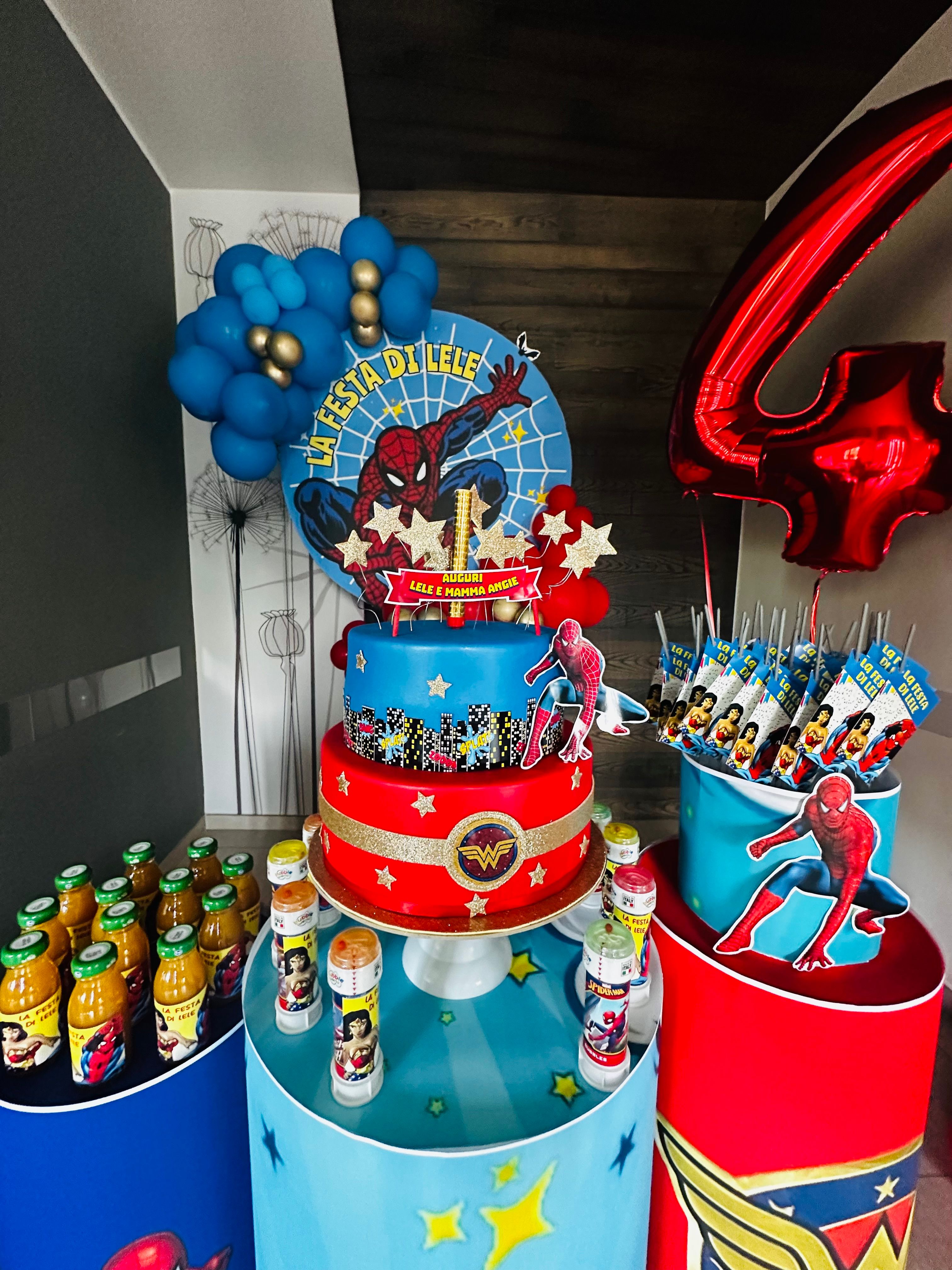 Allestimento Compleanno Tema Supereroi Marvel – Balloon Art Spider-Man con Numero 40 Gigante e Sweet Table Personalizzato