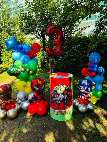 Allestimento Compleanno Tema Avengers – Balloon Art Supereroi con Numero 3 Gigante e Decorazioni Marvel Bambino