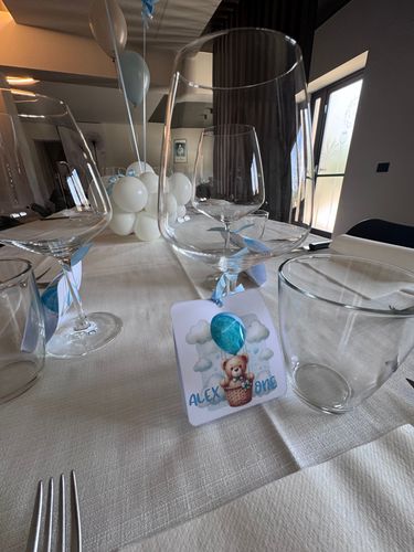 Allestimento Primo Compleanno Bimbo Azzurro – Orsetto, Palloncini e Tavolo Invitati Coordinato