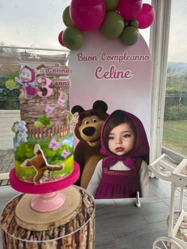 🎈 Compleanno Celine 3 Anni a Tema Masha e Orso | Allestimento Balloon Art Fucsia e Verde