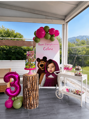 🎈 Compleanno Celine 3 Anni a Tema Masha e Orso | Allestimento Balloon Art Fucsia e Verde