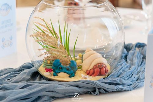 Allestimento Battesimo Tema Mare per Antonio | Balloon Art in Azzurro e Verde Salvia